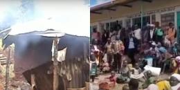 File image of burnt houses and displaced people in Transmara.
